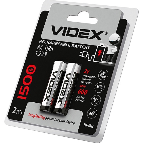 Акумулятор Videx HR6/AA 1500mAh Ni-MH 2шт (HR6/1500/2DBB) - придбати в Дніпрі, Україні: ціна, характеристики | інтернет-магазин TOUCH