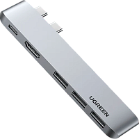 USB-хаб Ugreen 5-in-2 USB C Hub for MacBook Pro/Air Silver (CM251/60559)