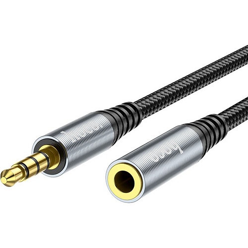 Кабель-удлинитель Hoco UPA20 3.5mm Audio Cable male to female 2m Metal Gray (762160)