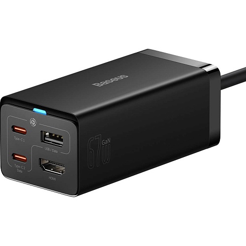 Сетевое зарядное устройство Baseus GaN5 Pro Desktop Fast Charger 67W Black + Cable USB-C (CCGP110201)