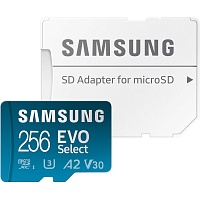 Карта памяти Samsung microSDXC EVO Select 256GB UHS-I U3 Class 10 V30 A2 + SD Adapter (MB-ME256KA)