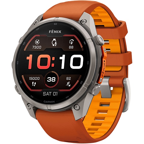 Garmin Fenix 9 Pro 47mm Titanium with Autumn Orange/Spark Orange Silicone Band (010-04336-05/06)