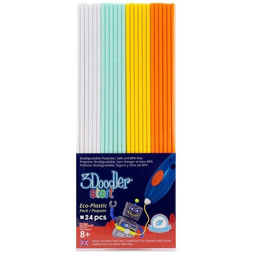 Набор стержней для 3D-ручки 3Doodler Start Mix 24 шт (белый, мятный, желтый, оранжевый)