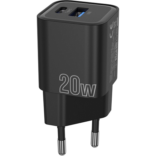 Сетевое зарядное устройство Proove Silicone Power Plus 20W USB-C/USB-A Black (WCSP2011001)