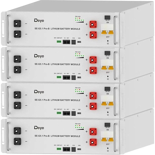 Комплект аккумуляторов Deye LiFePO4 48V (51.2V/100Ah/5120Wh) 4шт (SE-G5.1Pro-B)