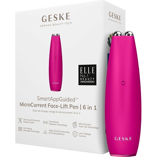 Массажер для лица GESKE MicroCurrent Face-Lift Pen 6в1 Magenta (HB0120)