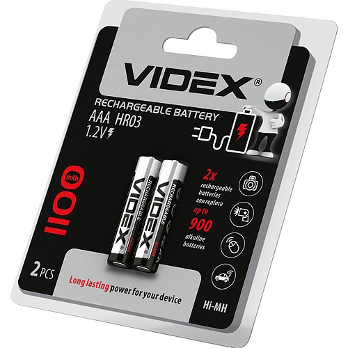 Аккумулятор Videx HR03/AAA 1100mAh Ni-MH 2шт (HR03/1100/2DB)