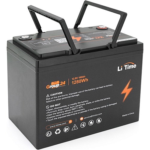 Аккумулятор Li Time LiFePO4 12V (12.8V/100Ah/1280Wh) Group 24 (Li-Time-GR24-12.8-100)