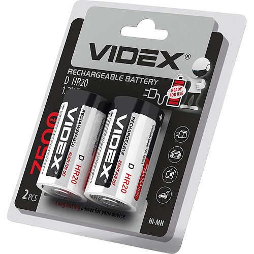 Аккумулятор Videx HR20/D 7500mAh Ni-MH 2шт (HR20/7500/2DB)