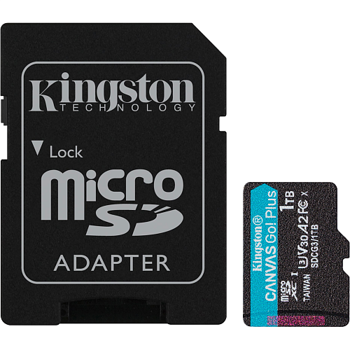 Карта памяти Kingston microSDXC Canvas Go! Plus 1TB Class 10 UHS-1 U3 А2 V30 + SD адаптер (SDCG3/1TB)