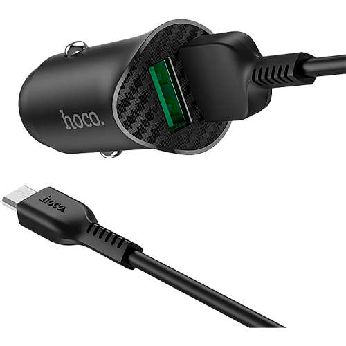 Автомобильное зарядное устройство Hoco Z39 Farsighted QC3.0 Black + microUSB