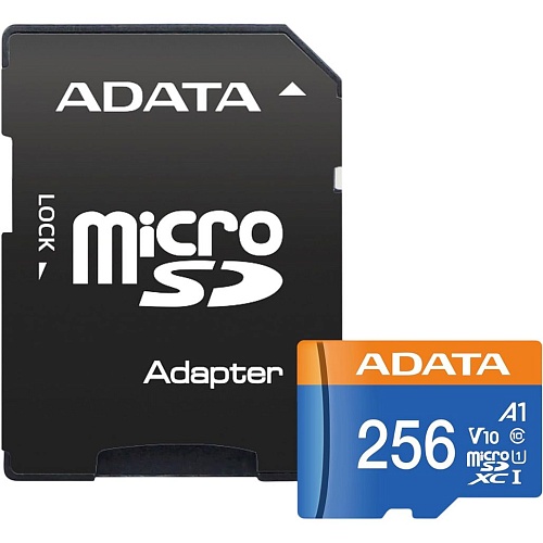 Карта памяти ADATA MicroSDXC Premier 256Gb Class 10 UHS-1 A2 + SD адаптер (AUSDX256GUICL10A1-RA1)