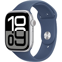 Смарт-часы Apple Watch Series 10 GPS 46mm Silver Aluminum Case with Denim Sport Band S/M (MWWL3)
