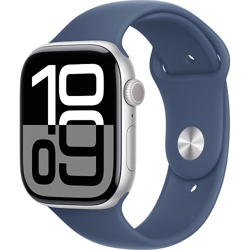 Смарт-часы Apple Watch Series 10 GPS 46mm Silver Aluminum Case with Denim Sport Band S/M (MWWL3)