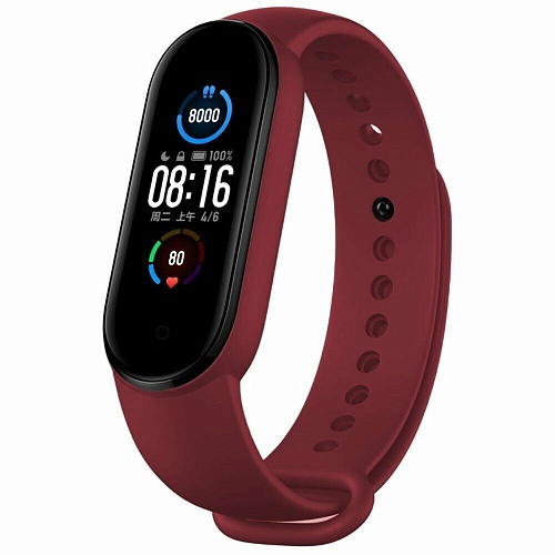 Ремешок силиконовый для Xiaomi MI Band 5 (Dark Red)