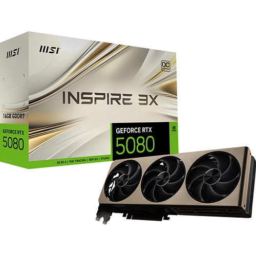Видеокарта MSI GeForce RTX 5080 INSPIRE 3X OC 16G (G5080-16I3C) EU 