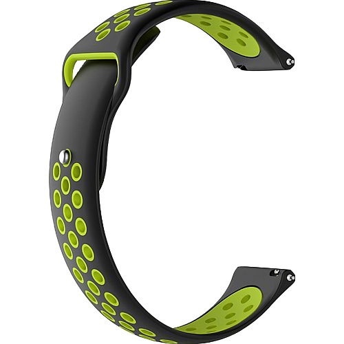 Универсальный ремешок для Amazfit Bip 20mm Black-Green (AMZBPSILNIKE-BSA)