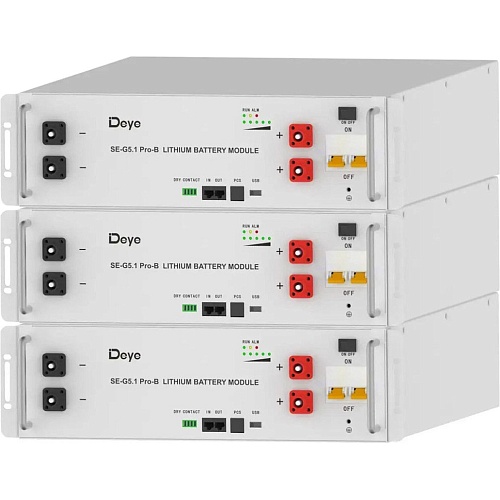 Комплект аккумуляторов Deye LiFePO4 48V (51.2V/100Ah/5120Wh) 3шт (SE-G5.1Pro-B)