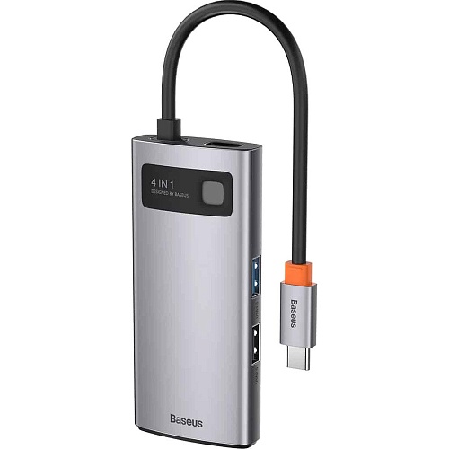 USB-хаб Baseus Metal Gleam Series 4-in-1 Multifunctional Type-C Hub Docking Station Gray (CAHUB-CY0G)