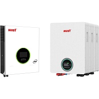 Система хранения энергии Must PV19-10048EXP 10kW + 3 АКБ LP16-48100 15.3kWh (51.2V/100Ah/5120Wh)