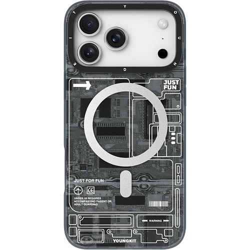 Чехол YoungKit Futuristic Circuit Board with Magnetic Ring для Apple iPhone 17 Pro Black