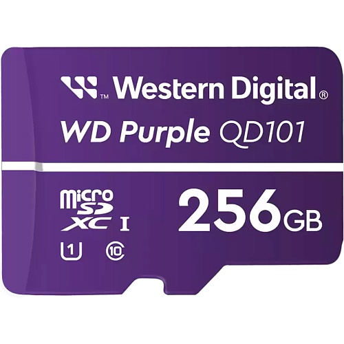 Карта памяти WD QD101 microSDXC 256GB Class 10 UHS-I U1 V10 (R-100 MB/s) Purple (WDD256G1P0C)