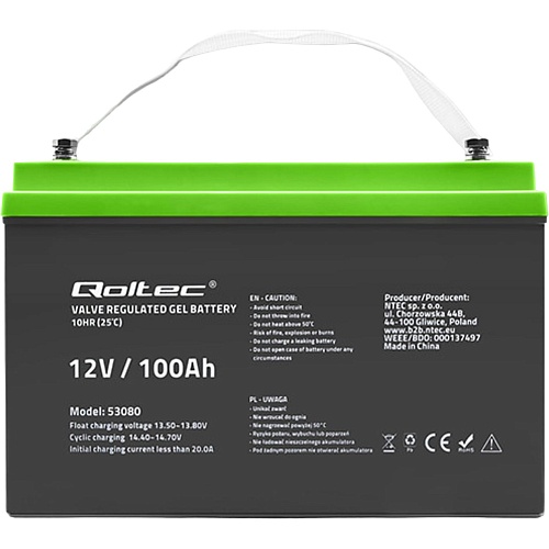 Аккумулятор Qoltec GEL 12V (12V/100Ah/1200Wh) (53080)