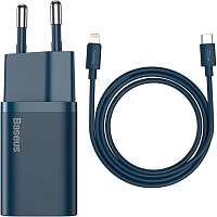 Сетевое зарядное устройство Baseus Super Si 20W + Cable USB-C to Lightning Blue (TZCCSUP-B03)