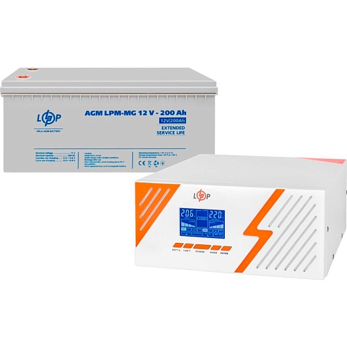Источник бесперебойного питания (ИБП) LogicPower LPM-PSW-1500VA 12V + АКБ LPM-MG 12V - 200 Ah (29717)