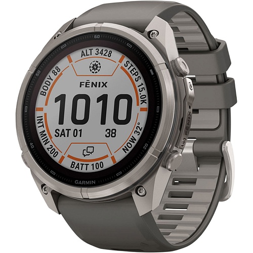 Смарт-годинник Garmin Fenix 9 Pro Solar inReach 51mm Titanium with Pebble Gray/Silver Gray Silicone Band (010-04339-00/01) - придбати в Дніпрі, Україні: ціна, характеристики | інтернет-магазин TOUCH