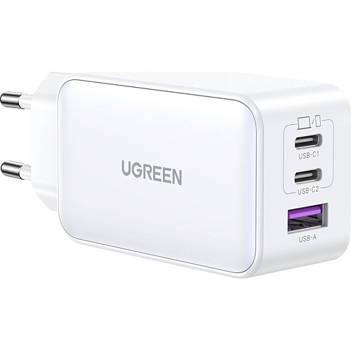Мережевий зарядний пристрій Ugreen CD244 USB-A + 2xUSB-C 65W GaN Tech Fast Charger White (15334) - придбати в Дніпрі, Україні: ціна, характеристики | інтернет-магазин TOUCH