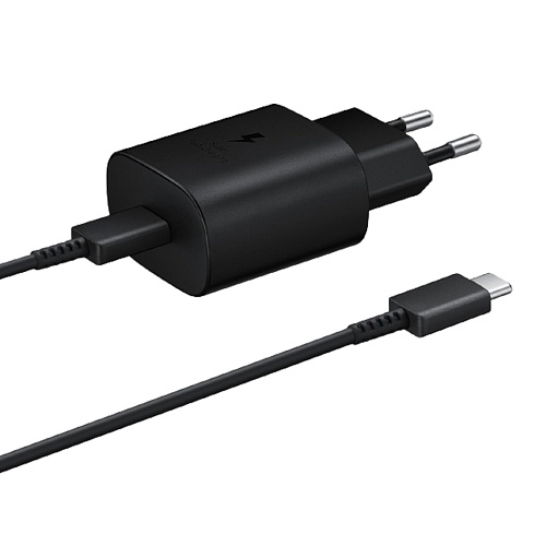 Сетевое зарядное устройство Samsung 25W PD Wall Charger + Cable USB-C to USB-C Black (EP-TA800XBEGRU)