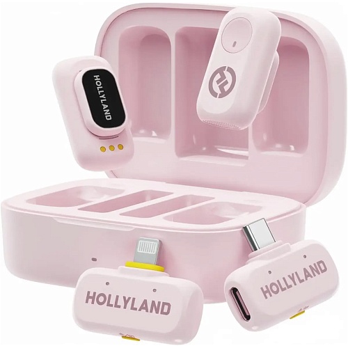 Микрофонная радиосистема Hollyland Lark A1 Combo 2TX + RX/Lightning + RX/USB-C Pink