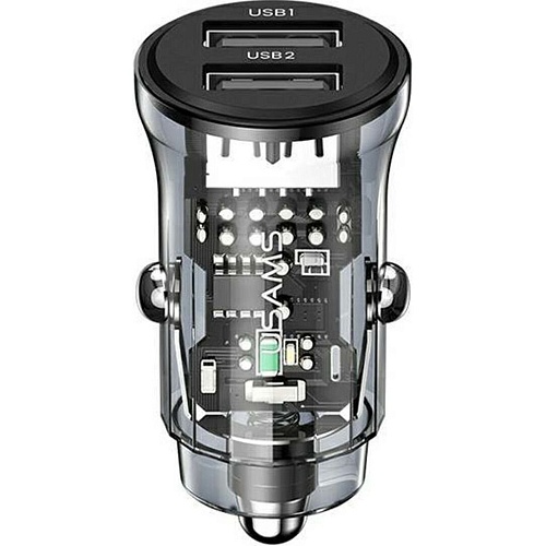 Автомобильное зарядное устройство Usams US-CC162 C31 Dual USB-A+USB-A 15W Transparent