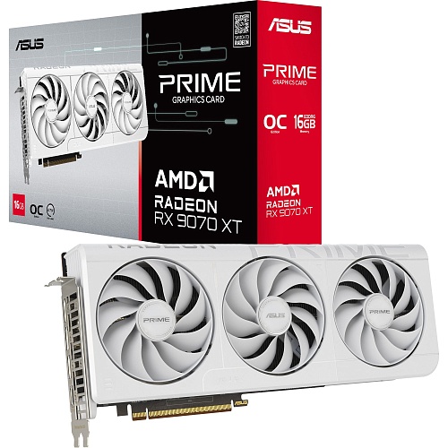 Видеокарта Asus Prime Radeon RX 9070 XT OC Edition 16GB White (PRIME-RX9070XT-O16G-WHITE) EU