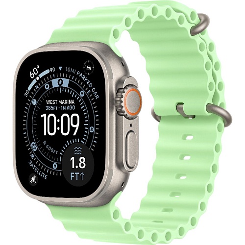 Смарт-часы Apple Watch Ultra 3 49mm Natural Titanium Case with Neon Green Ocean Band (MGCF4)