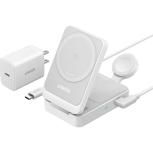 Беспроводное зарядное устройство Anker MagGo 3-in-1 Qi2 White (A2557)