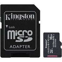 Карта памяти Kingston microSDHC Industrial 16GB Class 10 UHS-1(U3) A1 V30 + SD adapter (SDCIT2/16GB)