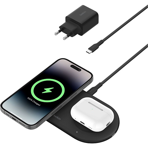 Беспроводное зарядное устройство Belkin 2in1 Boost Charge Pro 15W Black (WIZ021VFBK)