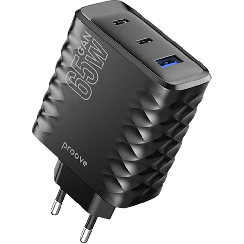 Сетевое зарядное устройство Proove Speed Surge Gan 65W USB-A + 2 х USB-C Black (WCSS60120001)