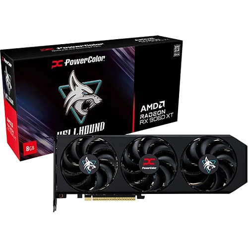 Видеокарта PowerColor Hellhound AMD Radeon RX 9060 XT 8GB GDDR6 (RX9060XT 8G-L/OC) EU