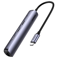 Мультифункціональний адаптер Ugreen CM418 5 в 1 USB-C / 2xUSB 3.0 / 1x4K HDMI / 1xUSB Type-C / RJ-45 (10919) - придбати в Дніпрі, Україні: ціна, характеристики | інтернет-магазин TOUCH
