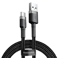 Кабель Baseus Cafule USB to USB-C 2A 1m (CATKLF-BG1) Black