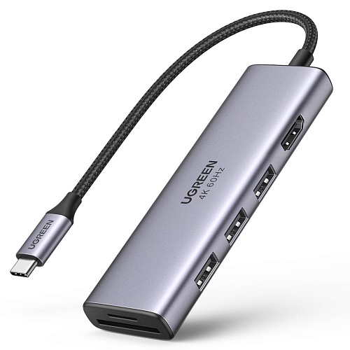USB-хаб Ugreen 6 в 1 USB-C / 4xUSB 3.0 / 1x4K HDMI / TF / SD (60383)