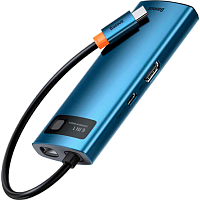 USB-хаб Baseus Metal Gleam Series 6-in-1 Multifunctional Type-C Hub Docking Station Blue (WKWG000003) - придбати в Дніпрі, Україні: ціна, характеристики | інтернет-магазин TOUCH
