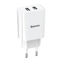 Мережевий зарядний пристрій Baseus Speed Mini 2USB 2.1A (CCFS-R02) White - придбати в Дніпрі, Україні: ціна, характеристики | інтернет-магазин TOUCH