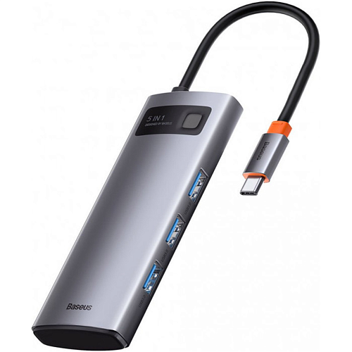 USB-хаб Baseus Metal Gleam Series 5-in-1 Multifunctional Type-C Hub Space Gray (CAHUB-CX0G)