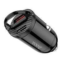Автомобильное зарядное устройство Hoco NZ2 Link PD 30W+QC3.0 Type-C + USB (Black)