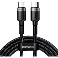Кабель Baseus Cafule Metal USB-C to USB-C 100W 2m Gray/Black (CATKLF-ALG1)
