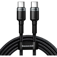 Кабель Baseus Cafule Metal USB-C to USB-C 100W 2m Gray/Black (CATKLF-ALG1)